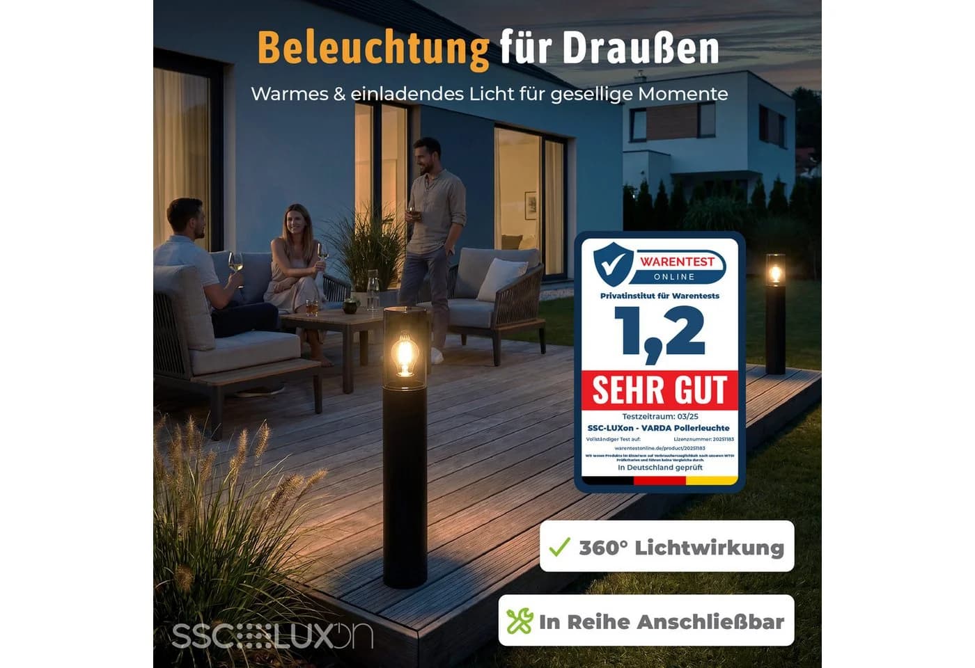 SSC-LUXon VARDA LED Gartenstrahler Schwarz mit Bewegungsmelder Smart WLAN - Bild 4