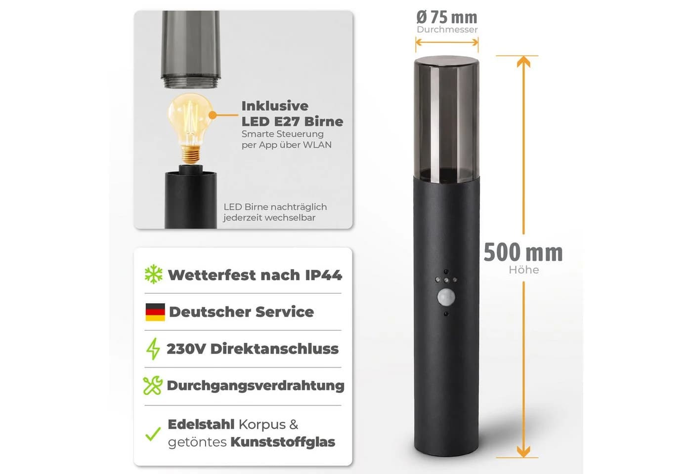 SSC-LUXon VARDA LED Gartenstrahler Schwarz mit Bewegungsmelder Smart WLAN - Bild 5
