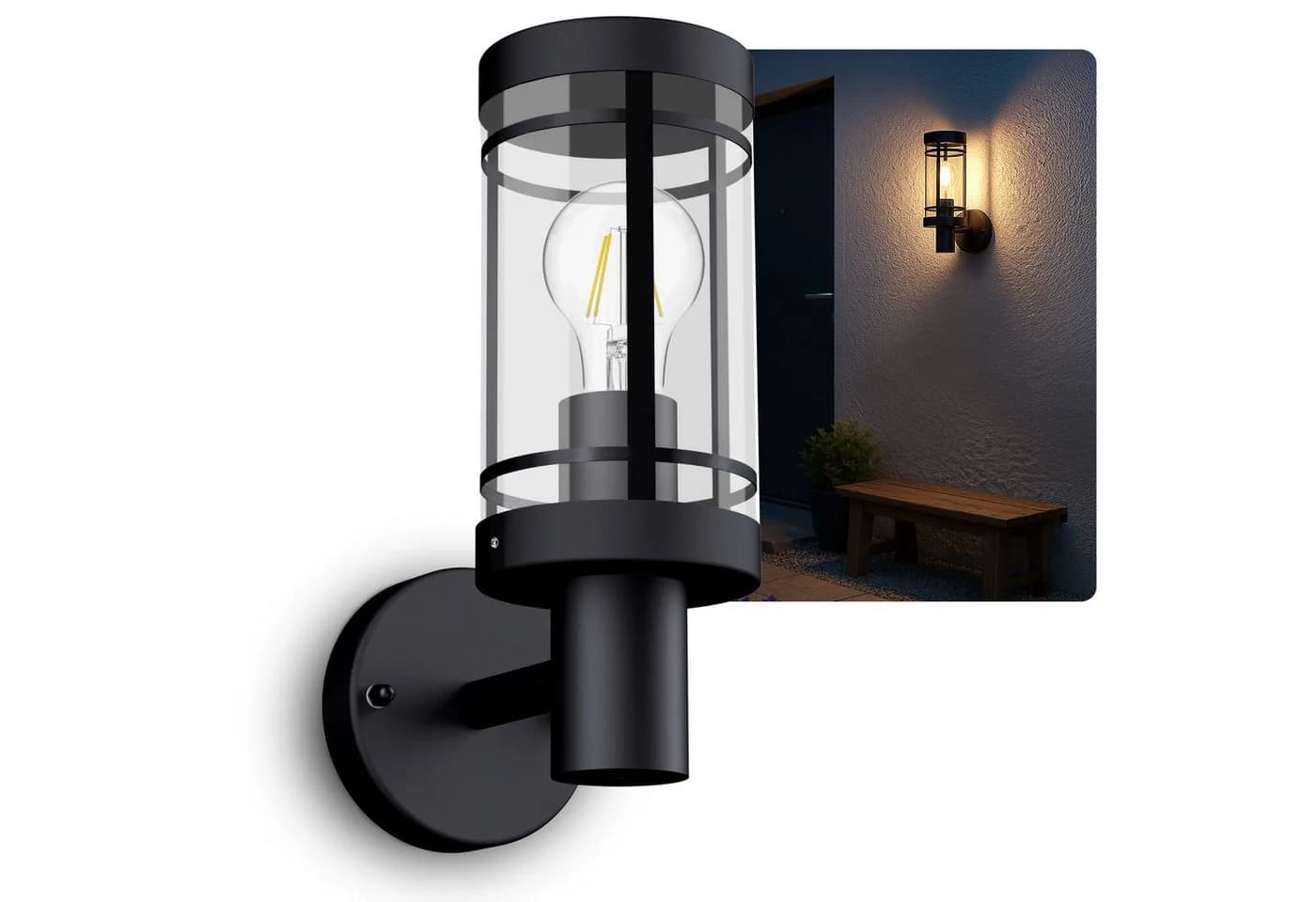 SSC-LUXon LED Außen-Wandleuchte MIENTO Schwarz IP44 Warmweiß - Bild 2
