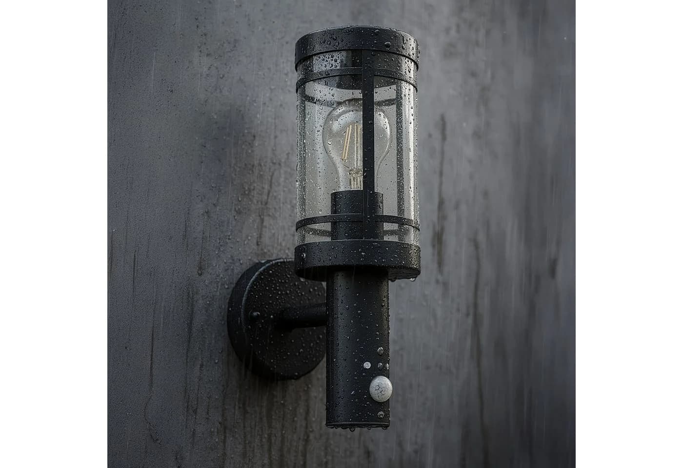 SSC-LUXon LED Außen-Wandleuchte MOVI Schwarz mit Bewegungsmelder IP44