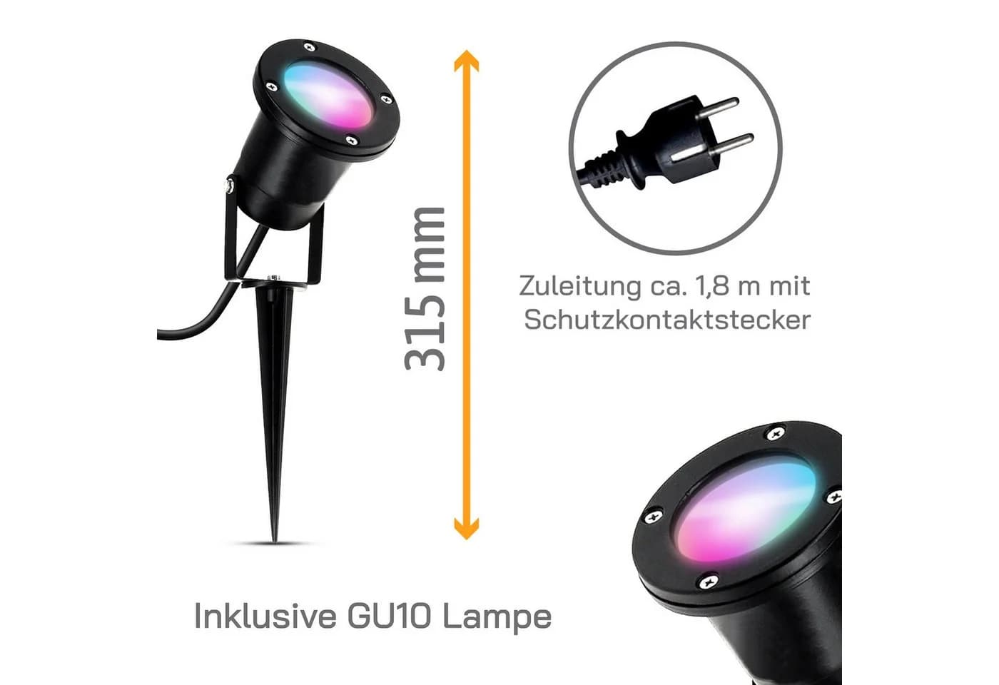 SSC-LUXon LED Gartenstrahler KARI Schwarz IP65 Smart RGB GU10 - Bild 5