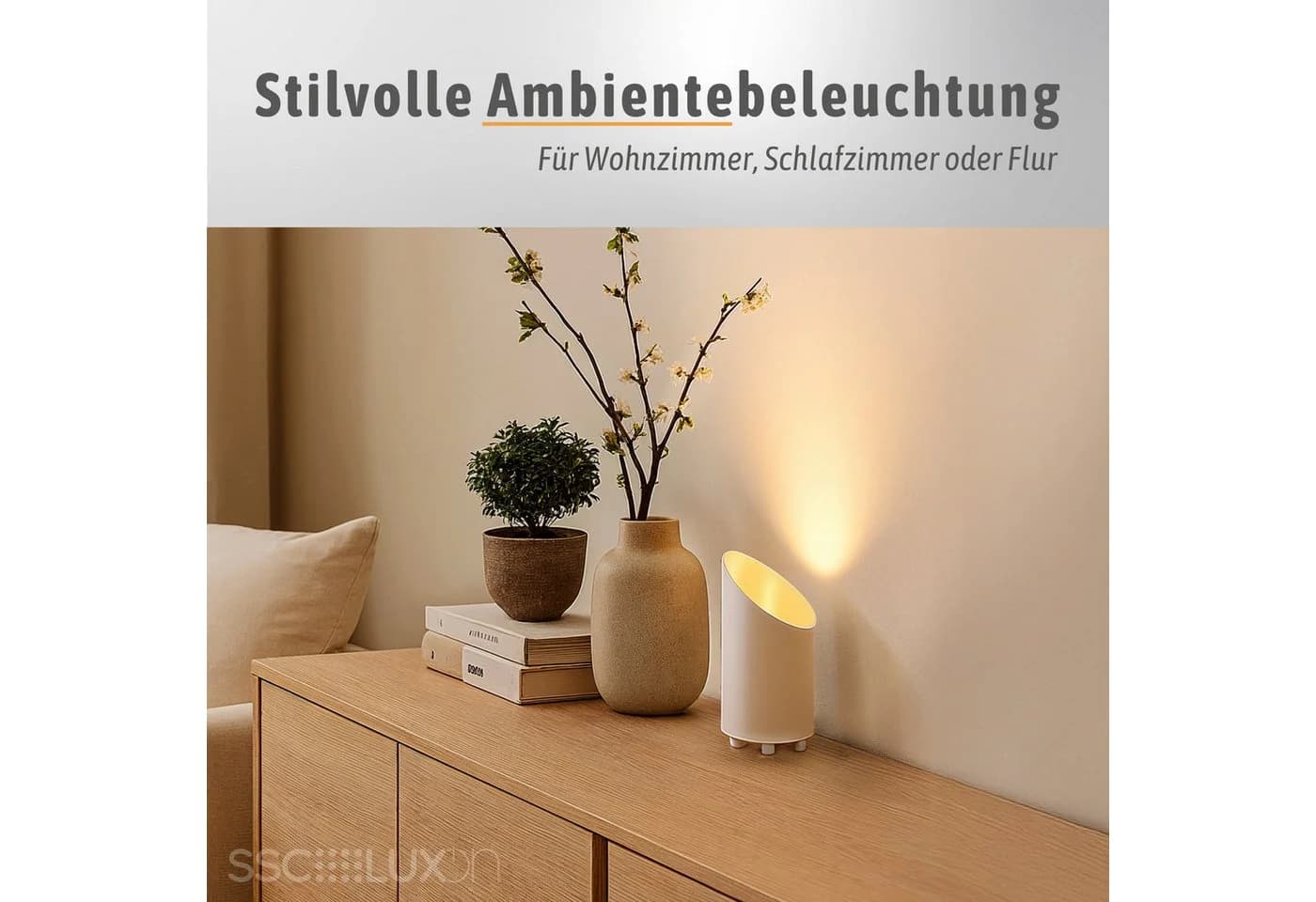 SSC-LUXon AUREVA LED Spiegelleuchte Weiß/Gold 3in1 Lichtfarbe