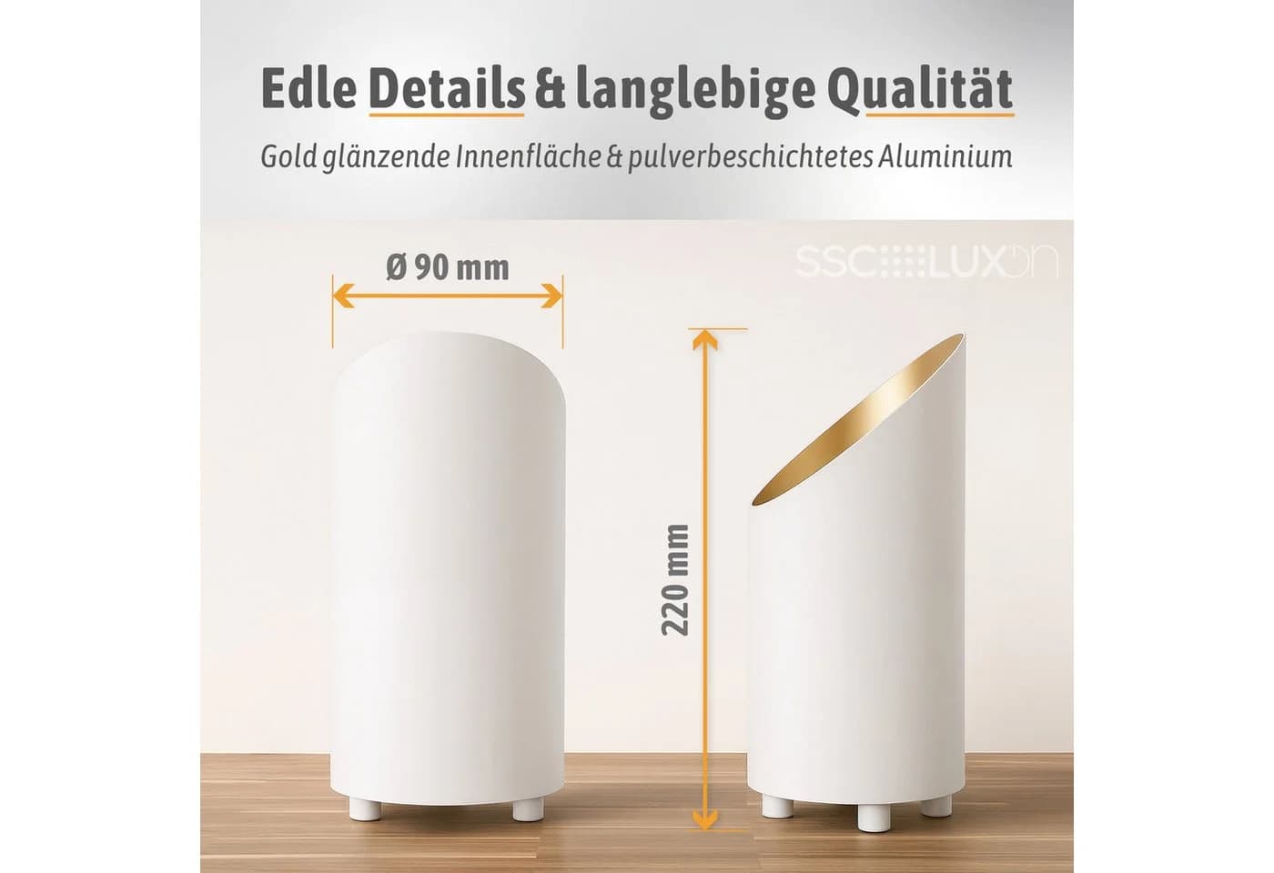 SSC-LUXon AUREVA LED Spiegelleuchte Weiß/Gold 3in1 Lichtfarbe - Bild 4