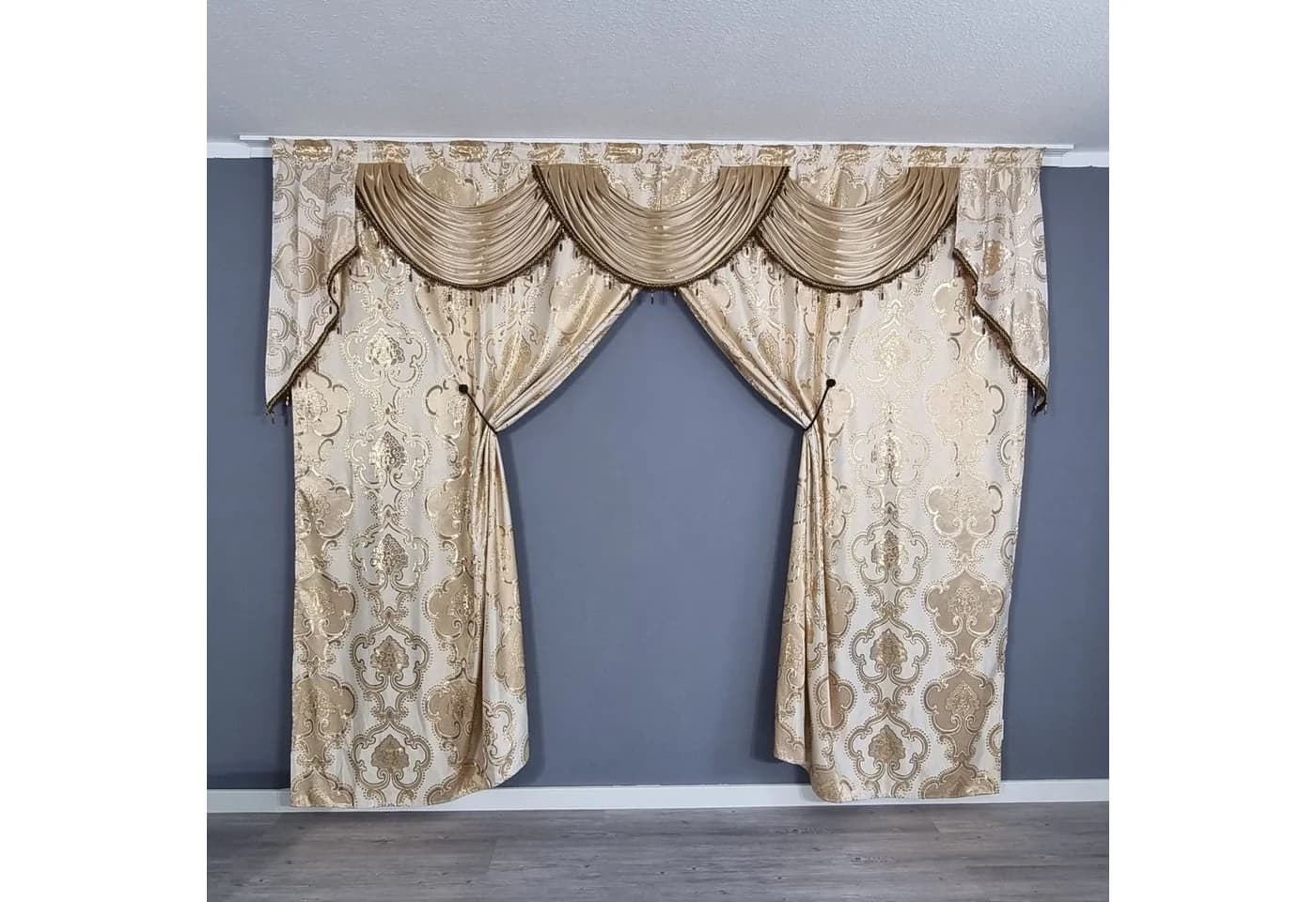 Gardinen by Justyna Verdunkelungsgardine Barock Beige Kräuselband