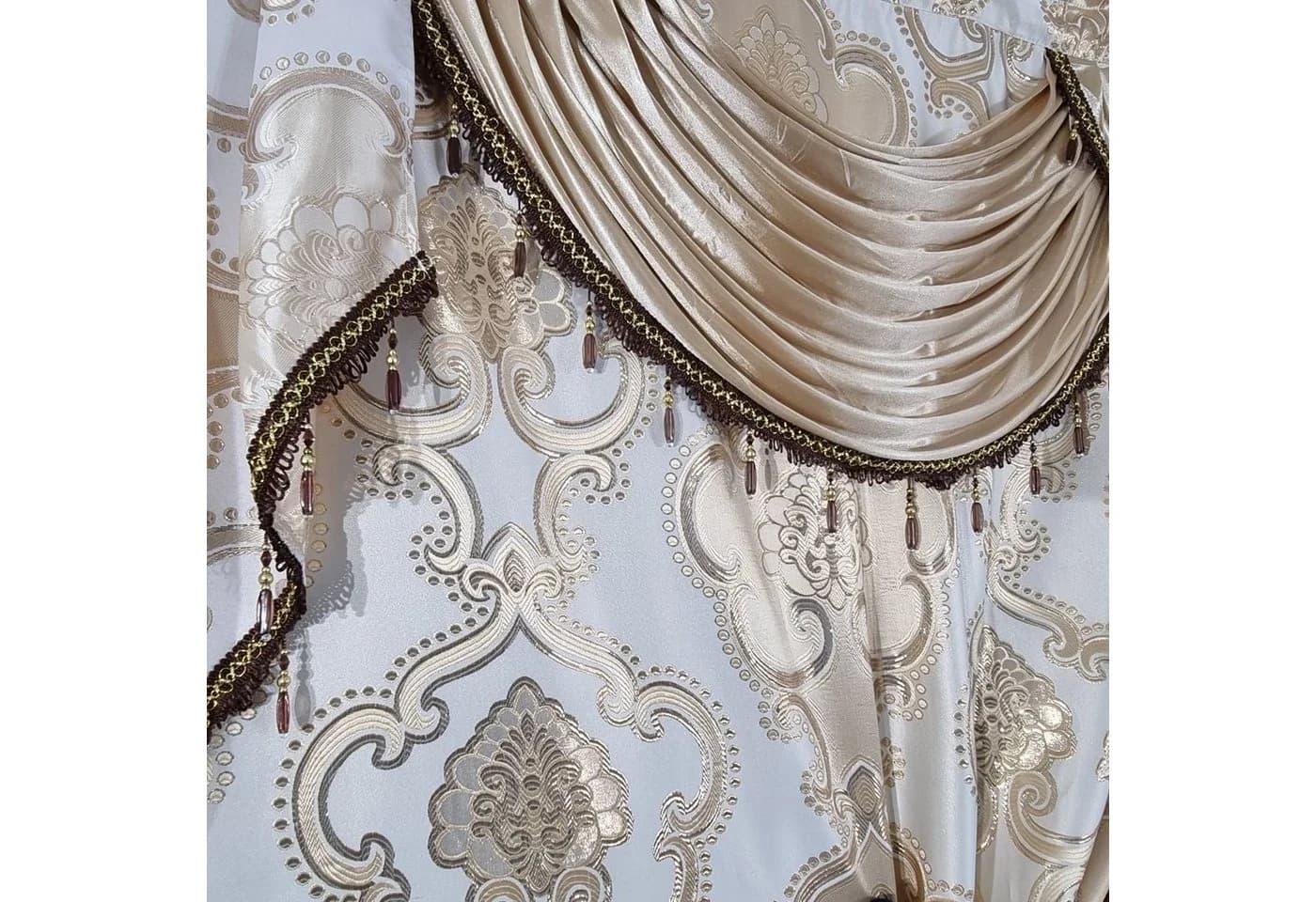 Gardinen by Justyna Verdunkelungsgardine Barock Beige Kräuselband - Bild 5