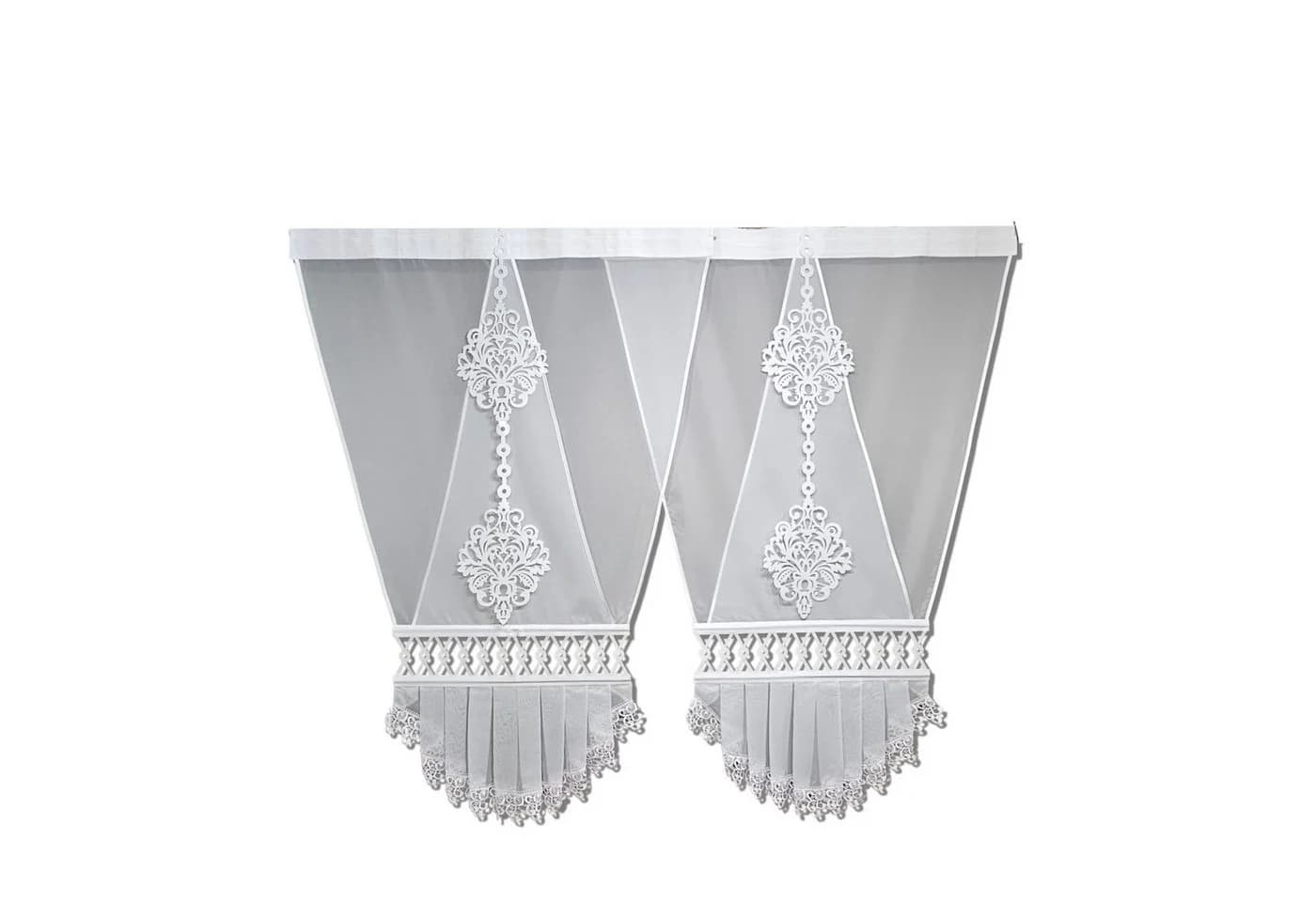 Gardinen by Justyna Scheibengardine 2er V Panel Set mit Gipüre, Kräuselband, transparent, Voile, Schiebegardinen, Fertiggardine, Paneele, Modern, Fensterdeko - Bild 2