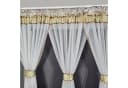 Gardinen by Justyna Vorhang 3er Gardine aus Voile Gold, Blumengardine, Kräuselband, Weiß Bild 5
