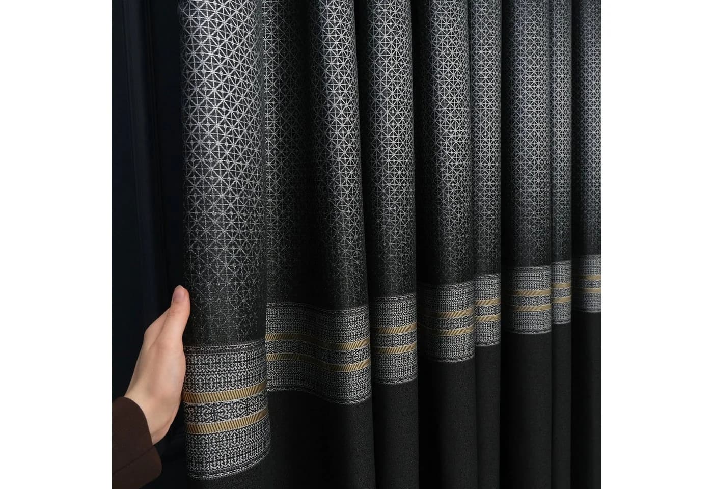 Gardinen by Justyna Vorhang 2er Set Anthrazit Kräuselband Verdunkelnd Polyester