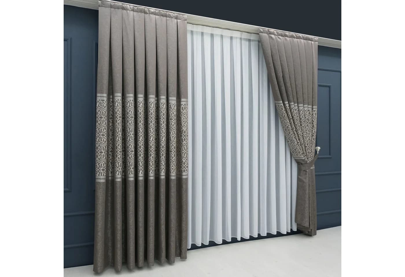 Gardinen by Justyna Vorhang Braun Falten Fon Gardine Komplett Set 5 St - Bild 3
