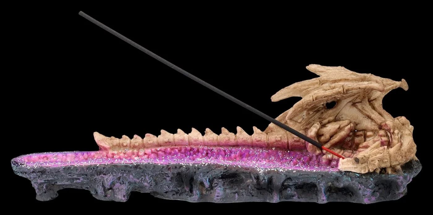 Figuren Shop GmbH Räucherstäbchenhalter Skelett Drache Kunststein