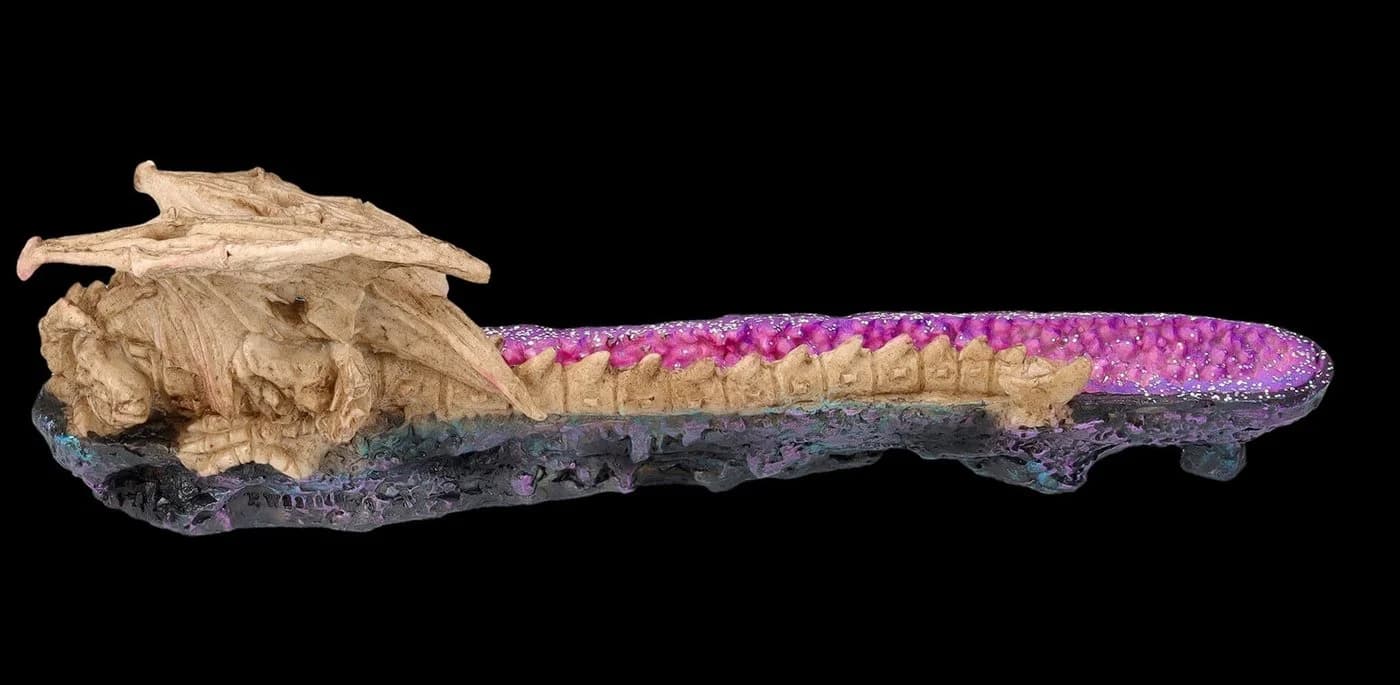 Figuren Shop GmbH Räucherstäbchenhalter Skelett Drache Kunststein - Bild 5