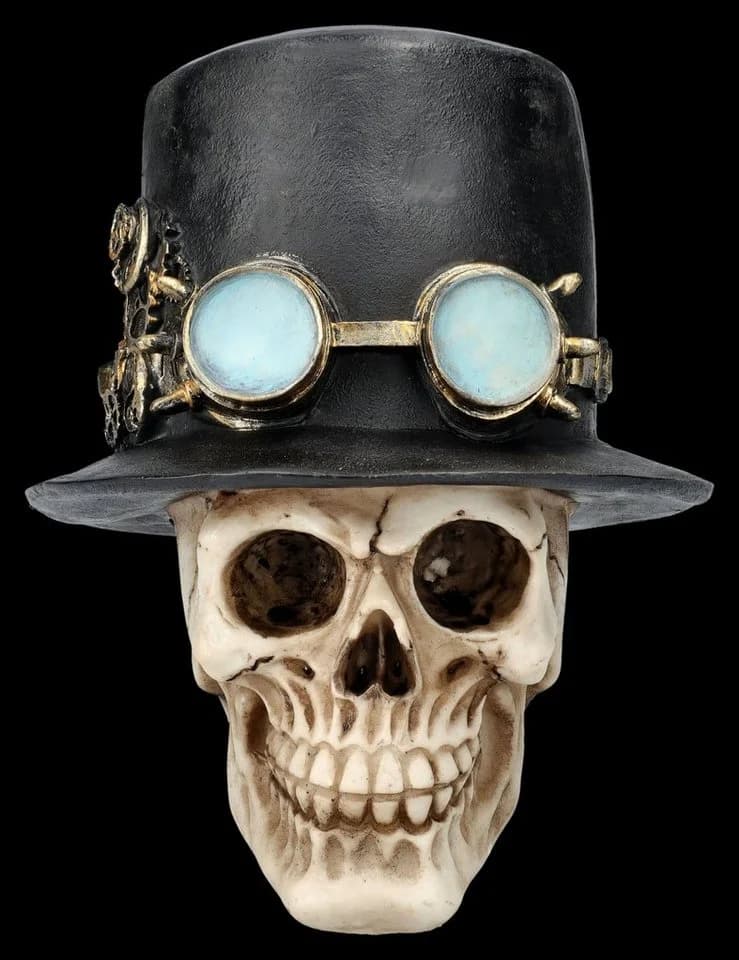 Figuren Shop GmbH Steampunk Totenkopf Dekofigur mit Zylinder
