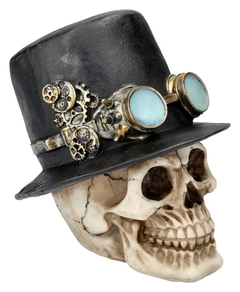 Figuren Shop GmbH Steampunk Totenkopf Dekofigur mit Zylinder - Bild 2