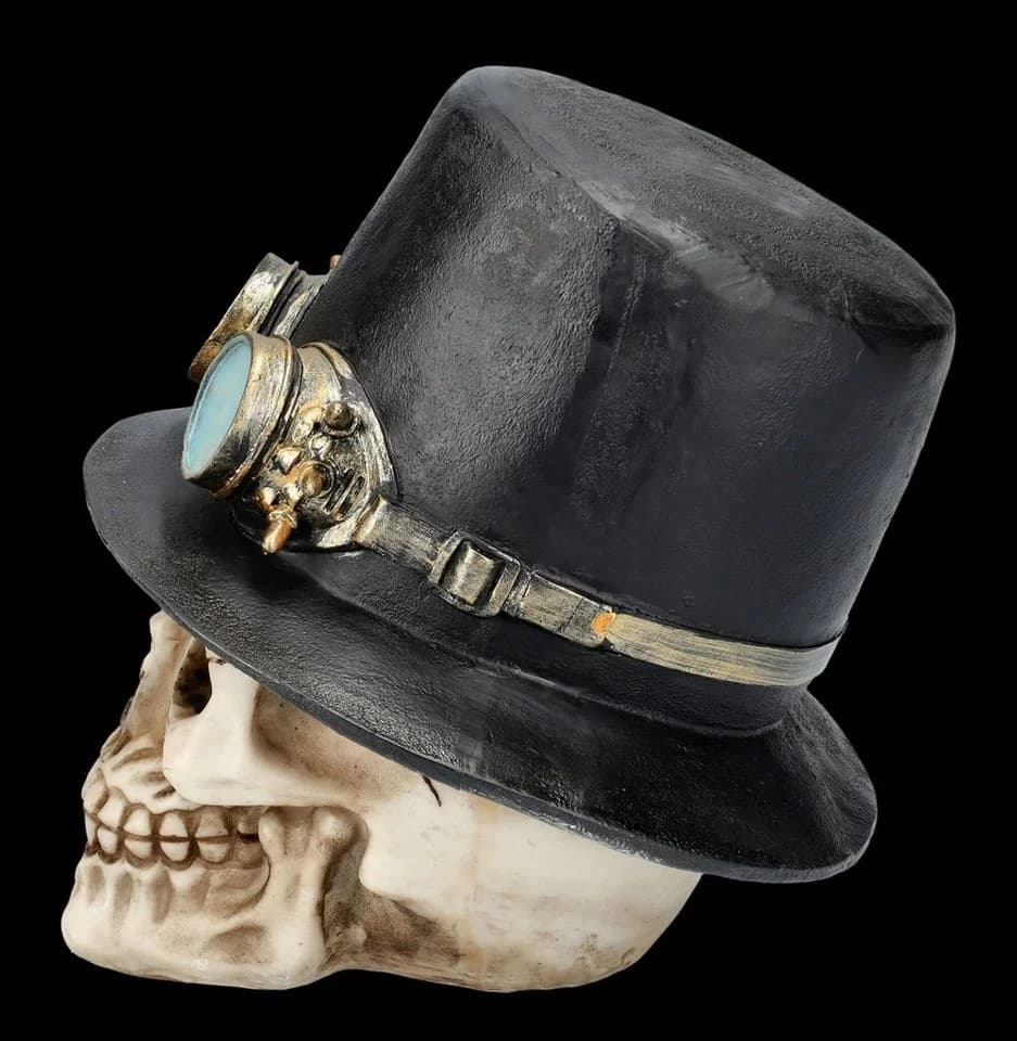 Figuren Shop GmbH Steampunk Totenkopf Dekofigur mit Zylinder - Bild 3