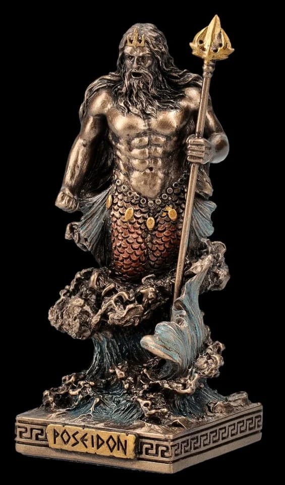 Poseidon Dekofigur Bronziert Kunststein 9cm Veronese Studio