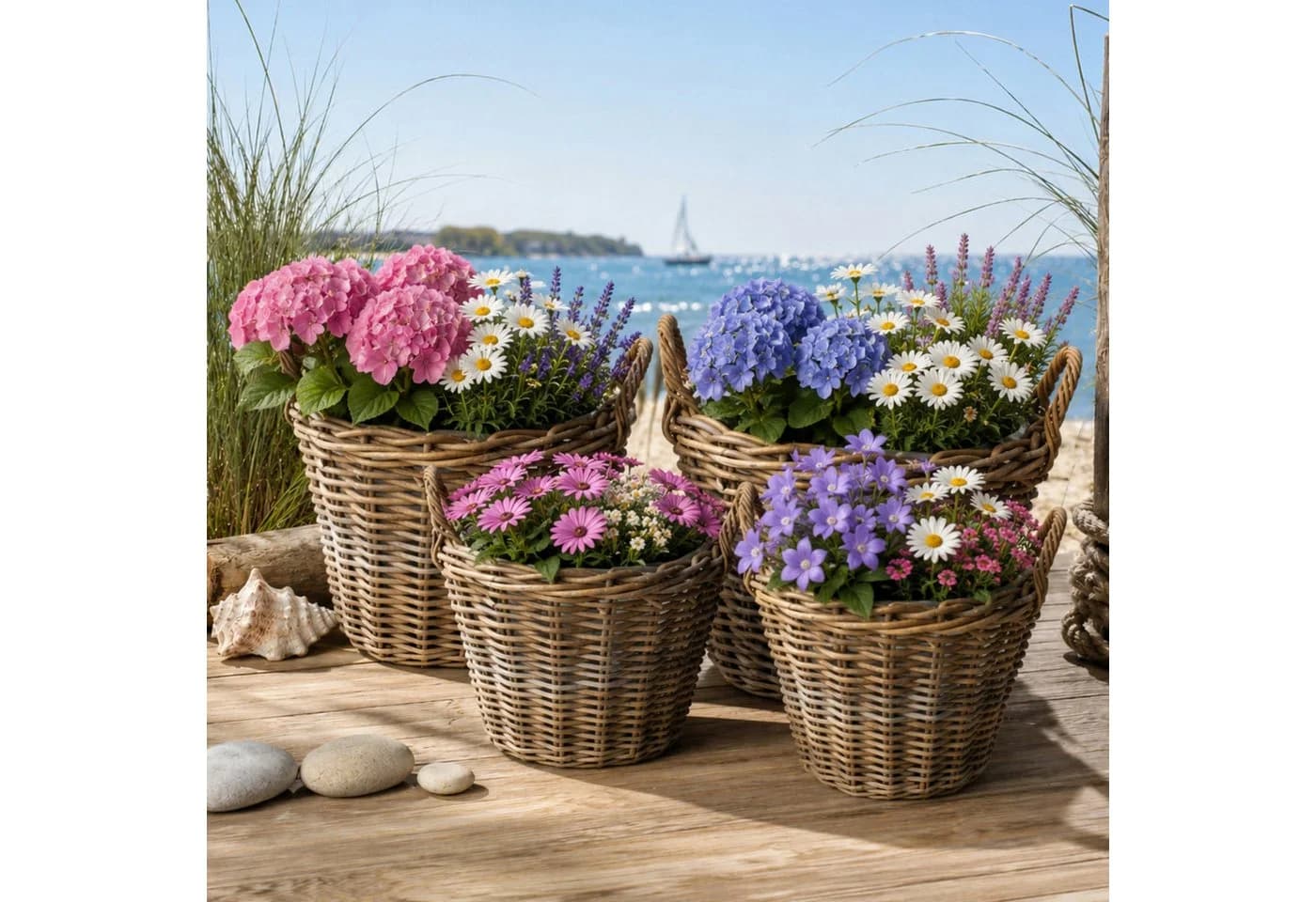 Van der Leeden Rattan Pflanzenkörbe Set 4-tlg. Braun - Bild 2