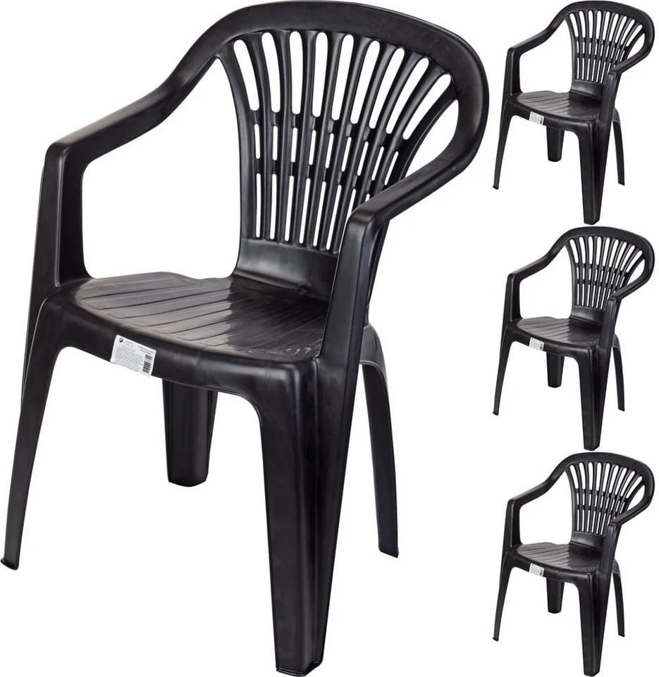 Progarden Garten-Essgruppe 5-tlg. Anthrazit Kunststoff Tisch + 4 Stühle - Bild 3