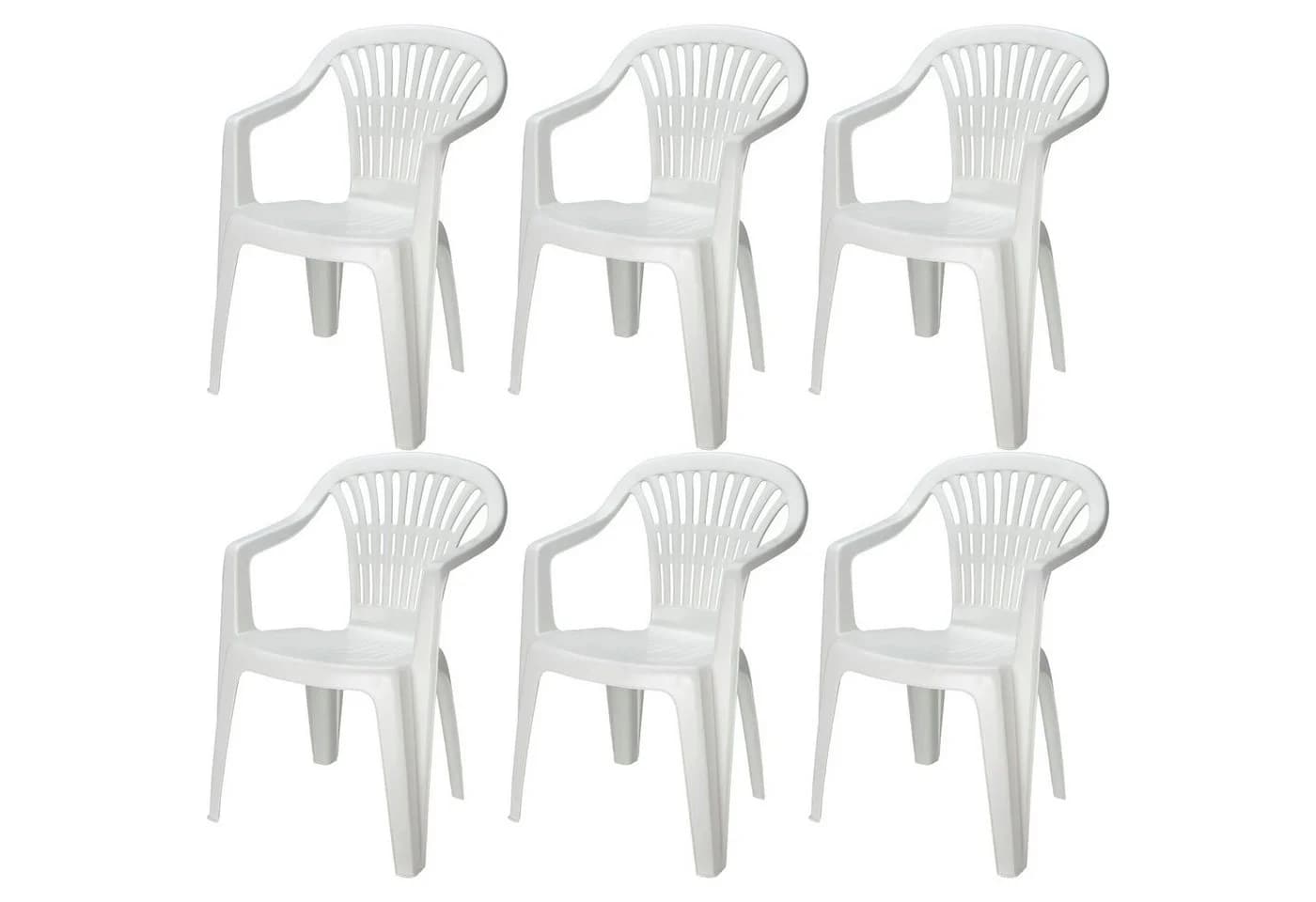 Progarden Bistrostuhl Weiß 6er Set Kunststoff UV-beständig