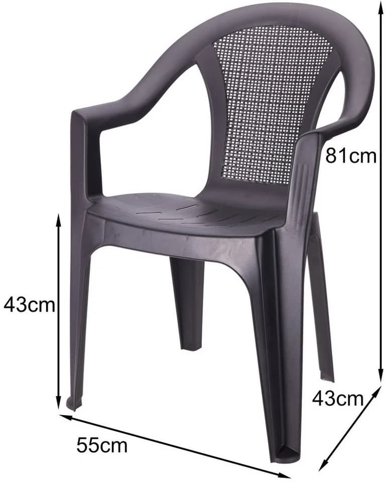 Progarden Stapelstuhl Gartenstuhl Kunststoff Anthrazit Stapelbar 2 er Set - Bild 3