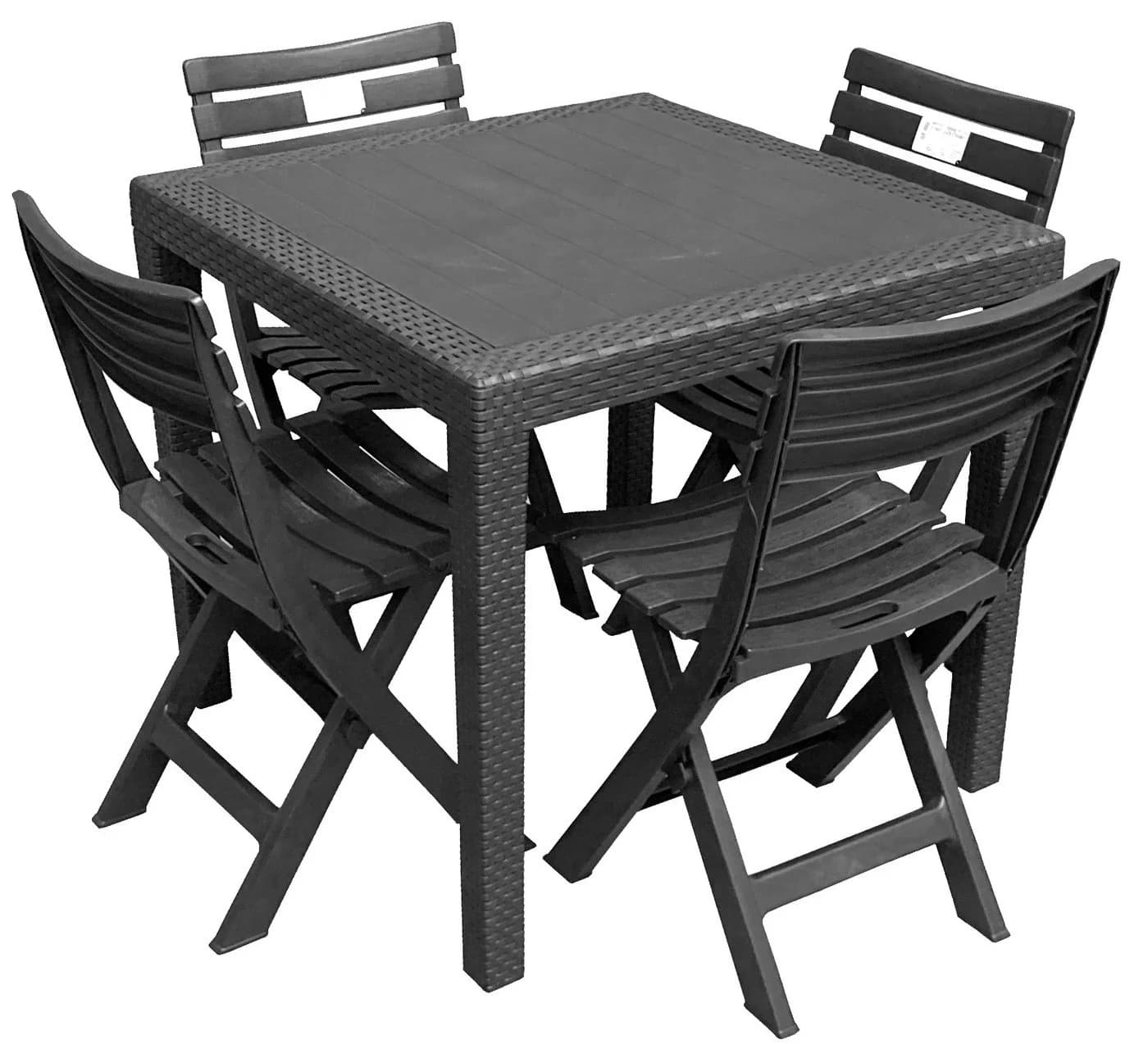 Progarden Sitzgruppe 5-tlg. Anthrazit Kunststoff Rattan Optik - Bild 2