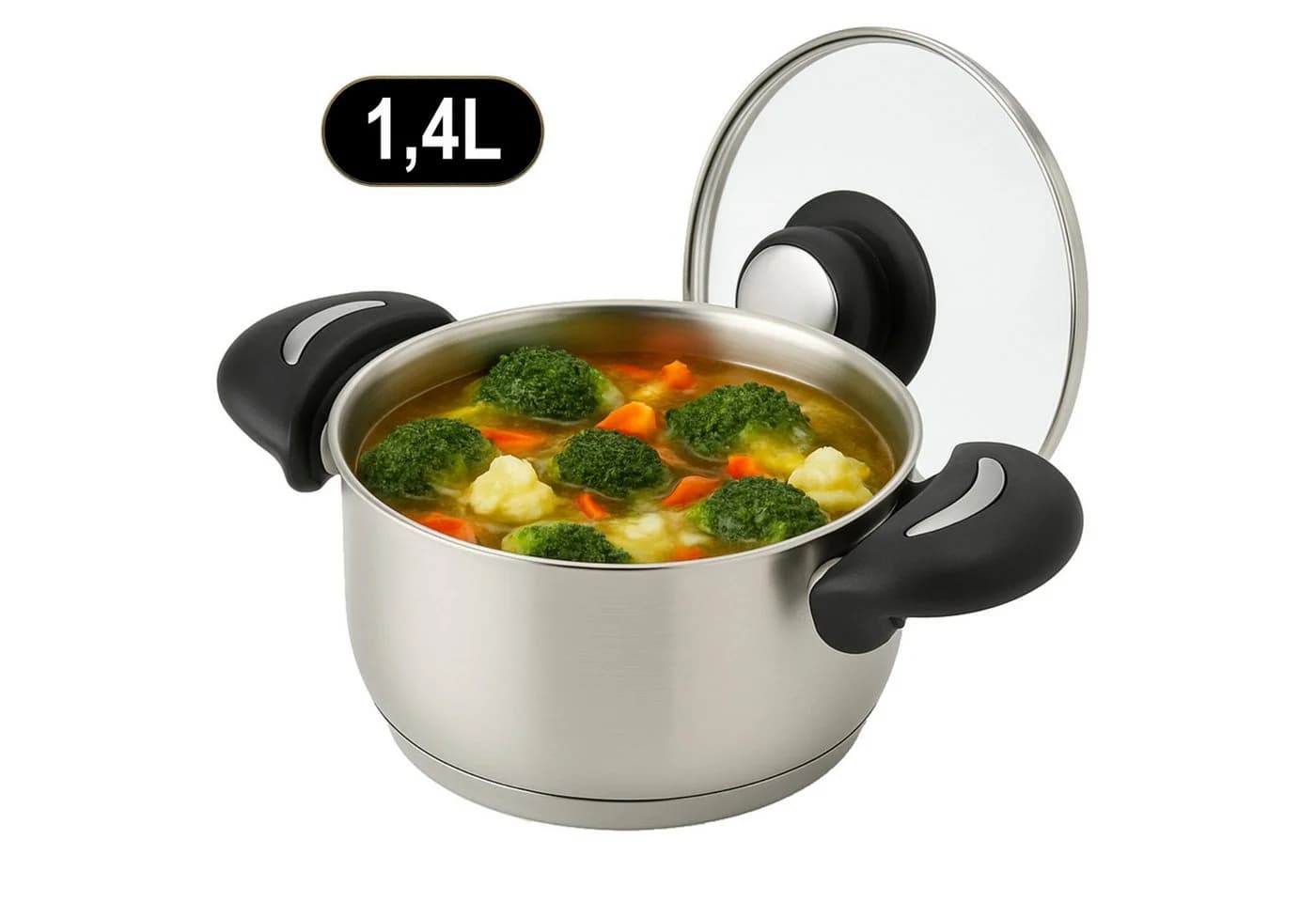 Koopman Kochtopf Edelstahl 1400 ml mit Glasdeckel - Bild 2
