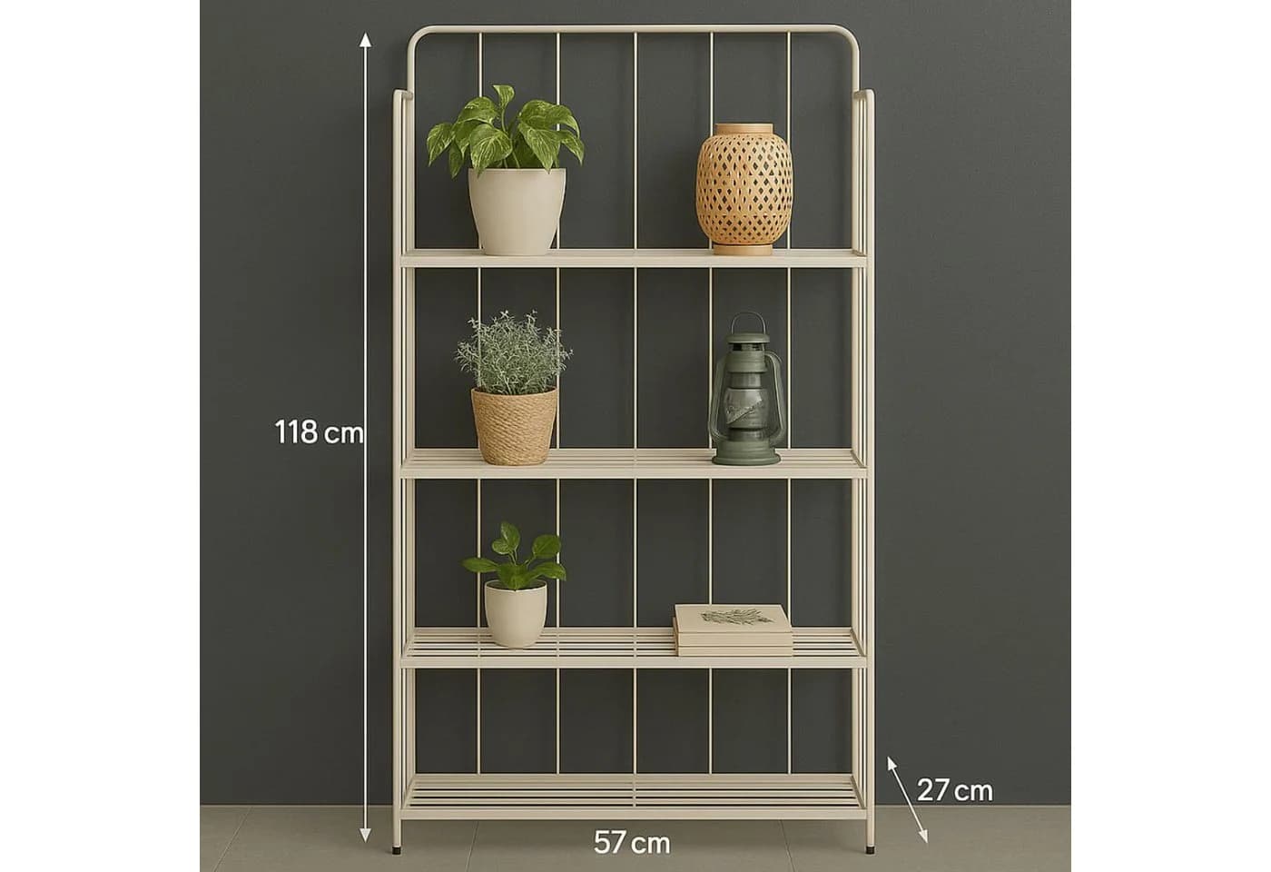 Koopman Blumenständer Beige Metall Klappbar 4 Ebenen