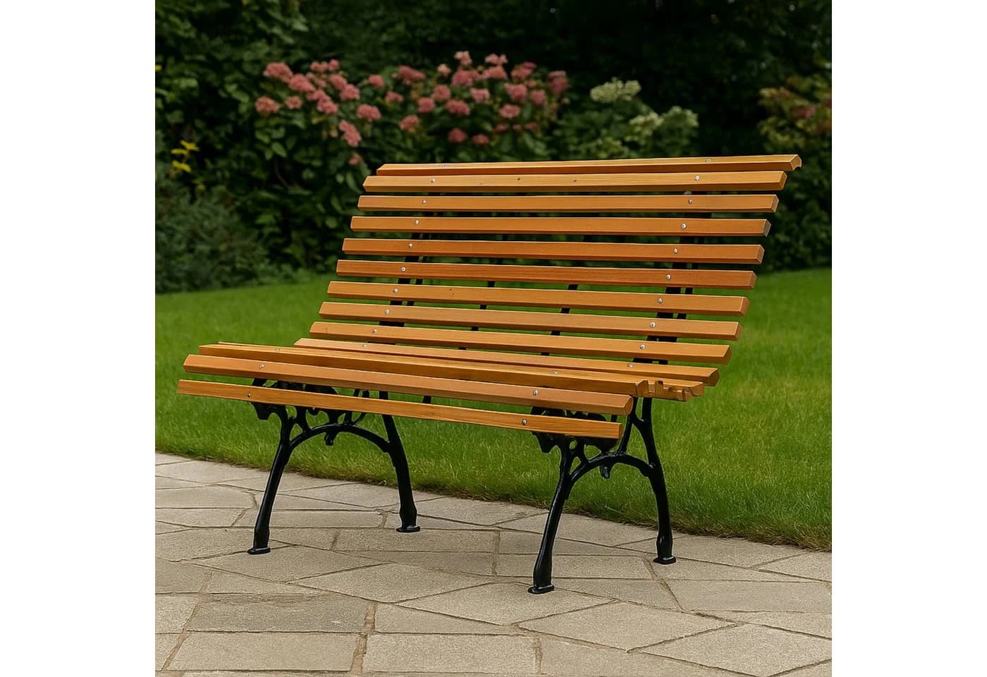 Koopman Gartenbank Parkbank Holz Metall Braun/Schwarz 2-Sitzer - Bild 3