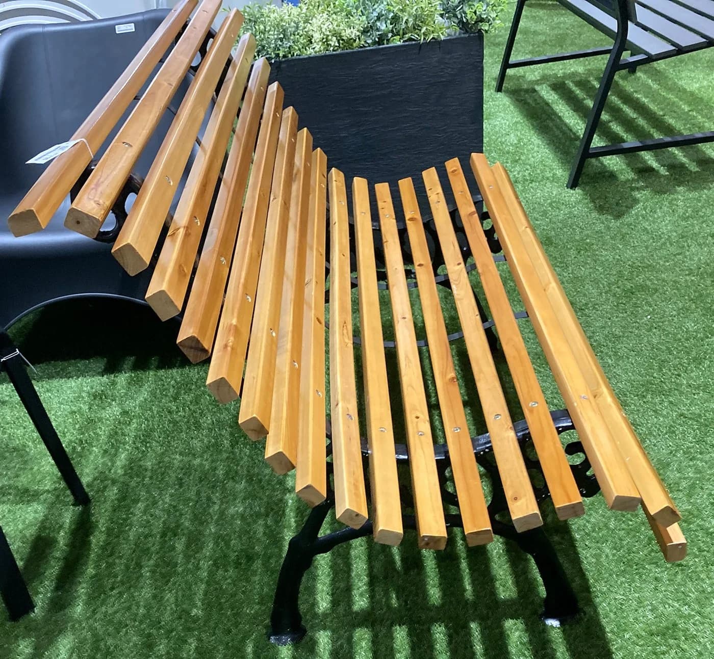 Koopman Gartenbank Parkbank Holz Metall Braun/Schwarz 2-Sitzer - Bild 5
