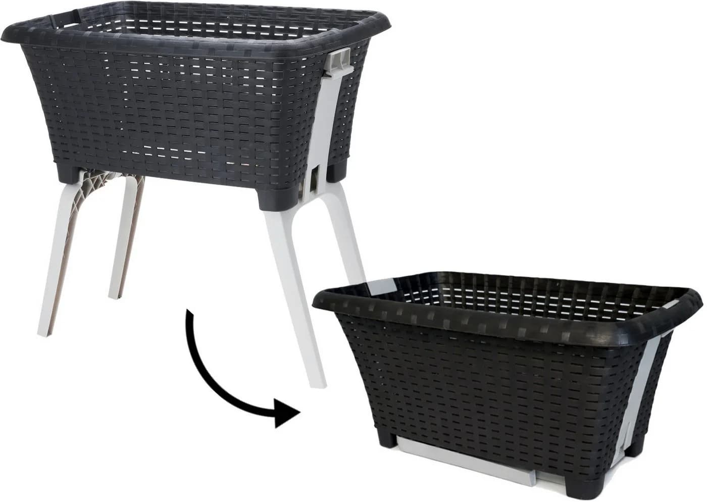 Koopman Wäschekorb 38L Rattan Optik Anthrazit