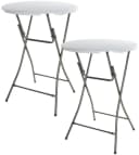 Koopman Stehtisch Set 2-tlg. Weiß/Silber Rund Klappbar Bild 2