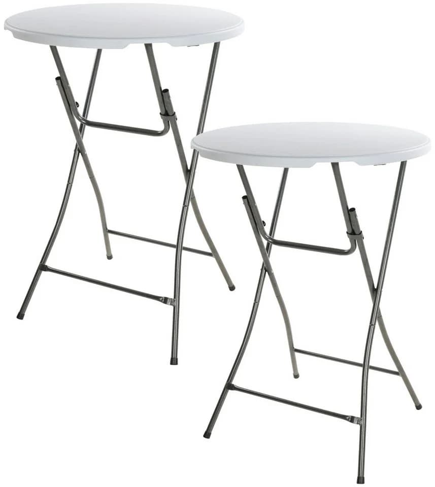 Koopman Stehtisch Set 2-tlg. Weiß/Silber Rund Klappbar - Bild 2