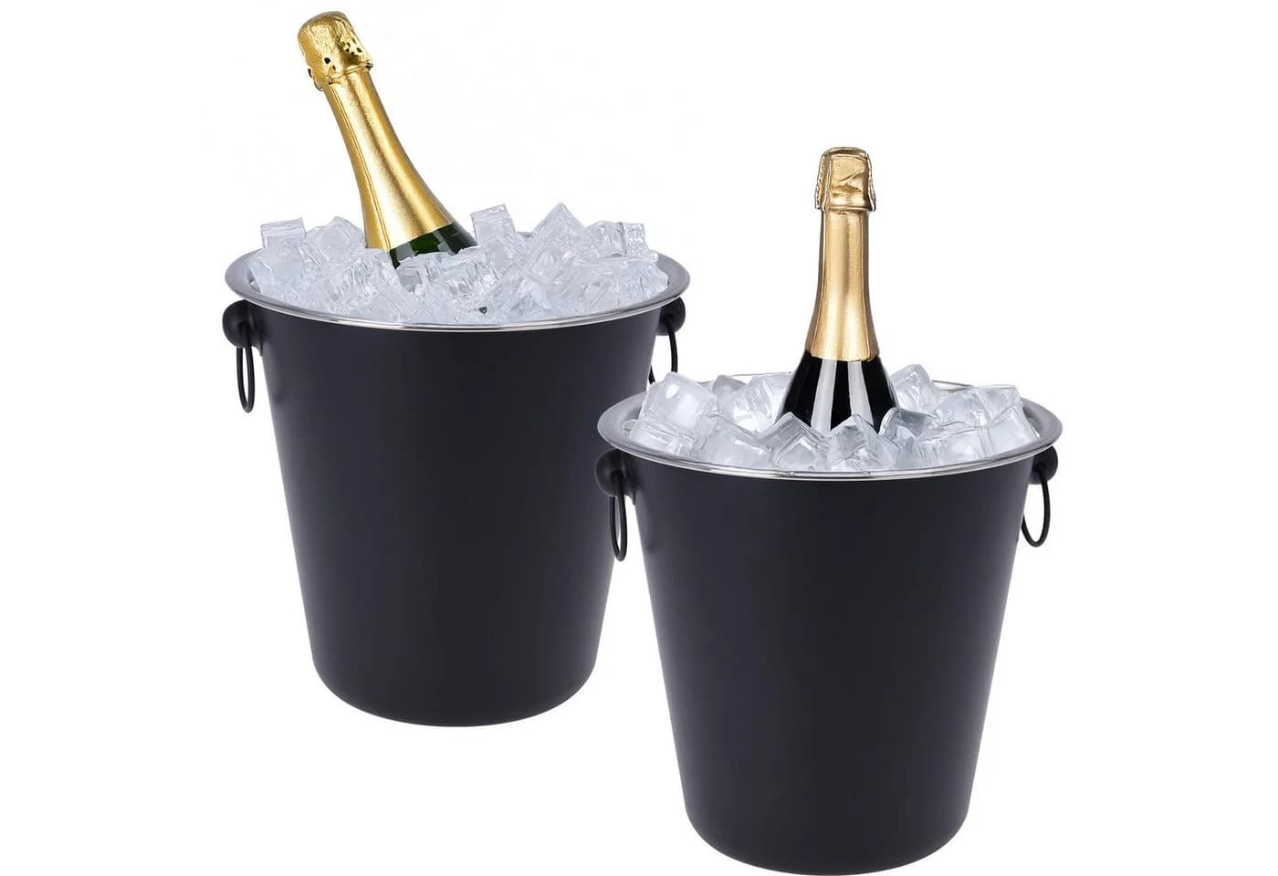 Koopman Wein- und Sektkühler 2er Set Schwarz Silber - Bild 2