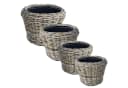 Van der Leeden Pflanzkorb-Set 4tlg. Rattan Braun Bild 1