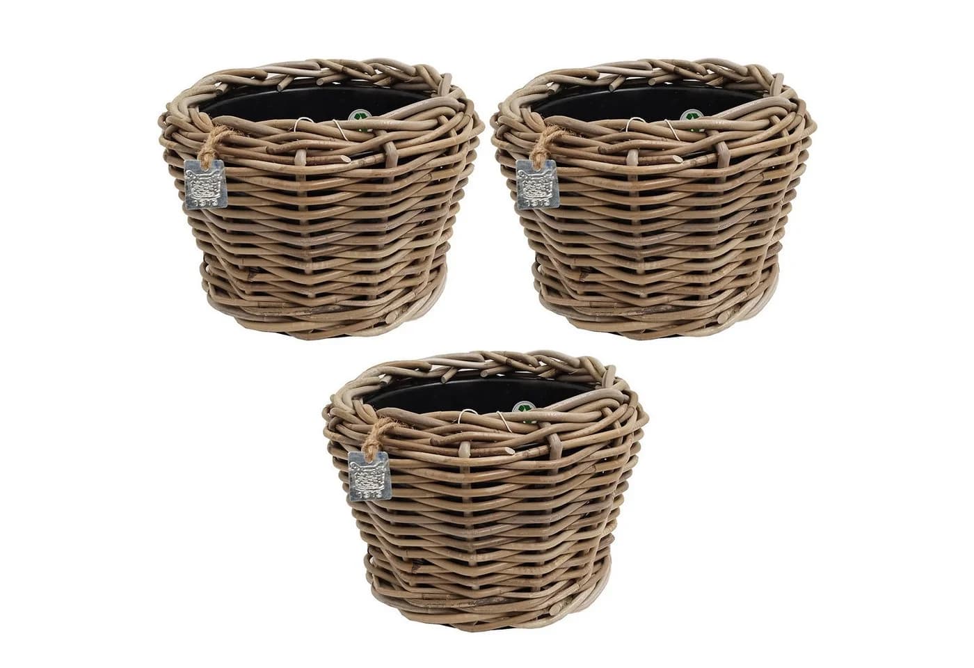 Van der Leeden Blumentopf Pflanzkorb Pflanzentreppe Rattan Korb Pflanzkübel 3 Stk - Bild 2