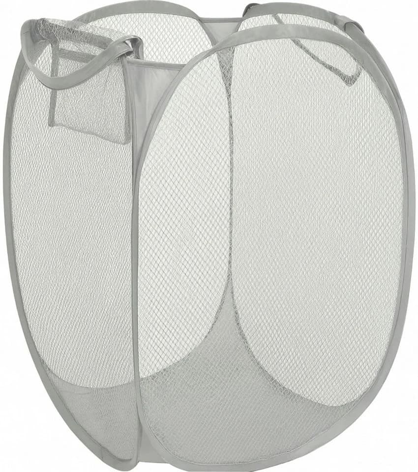 Koopman Wäschenetz Wäschebehälter Wäschesammler Waschbehälter Mesh-Netz, Grau, 58x36x36cm, Pop-Up, Nylon, Tragegriff - Bild 2