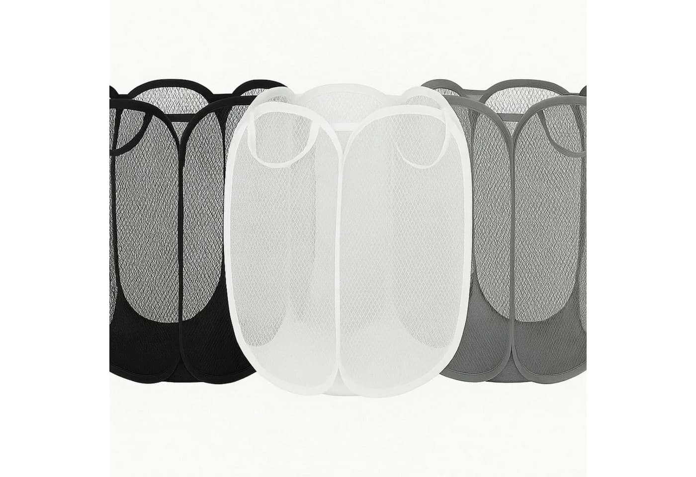 Koopman Wäschenetz Wäschebehälter Wäschesammler Waschbehälter Mesh-Netz, Grau, 58x36x36cm, Pop-Up, Nylon, Tragegriff - Bild 4