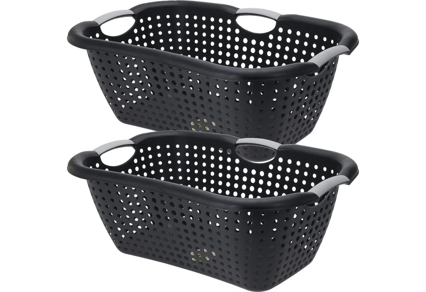 Koopman Wäschekorb 2-er Set Schwarz/Grau Kunststoff 26 L - Bild 2
