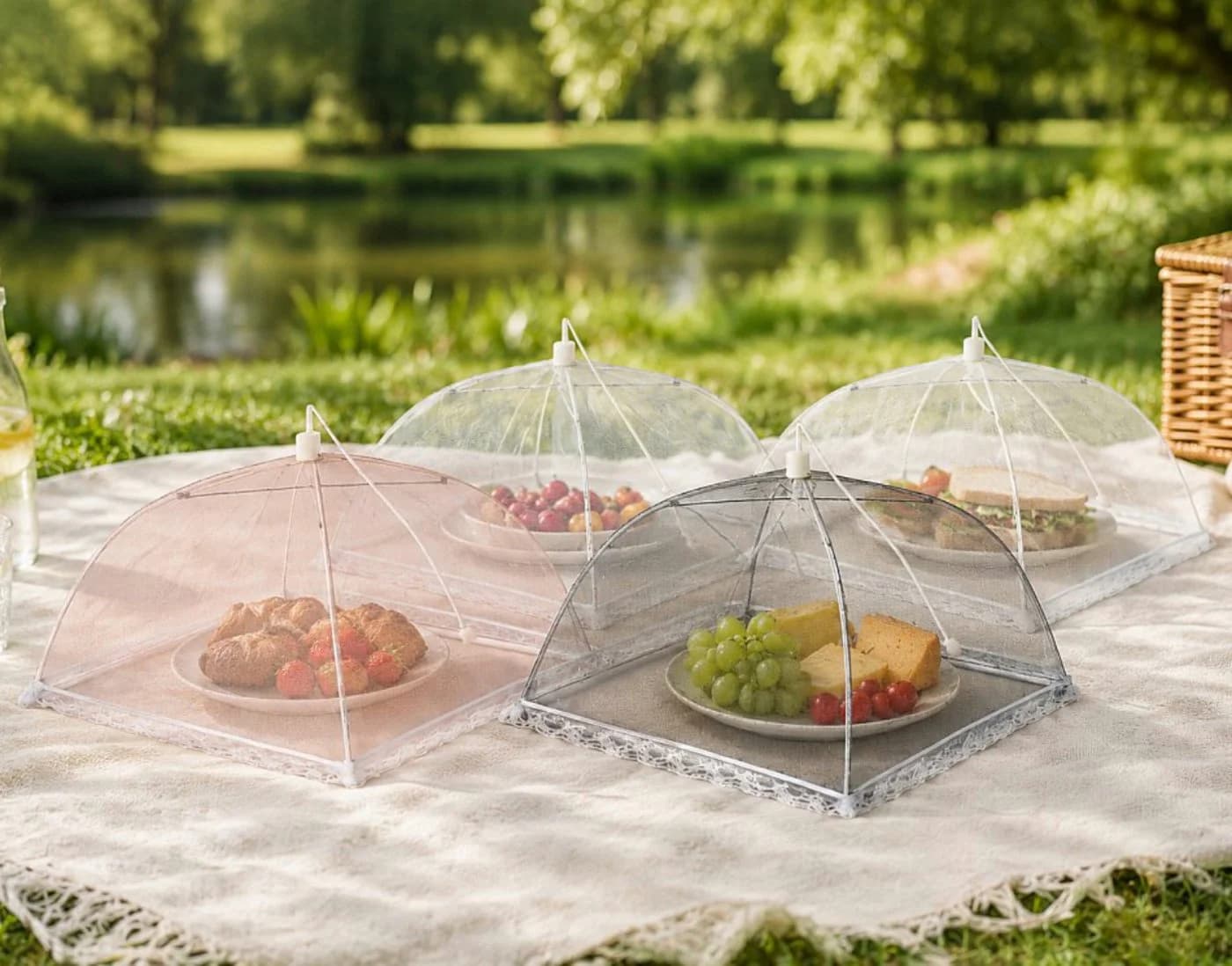 Koopman Insektenhaube 4er Set Pastellfarben Stoff Metall - Bild 2