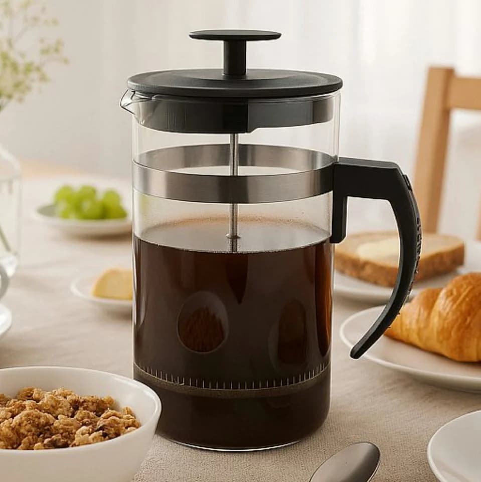 Koopman Kaffeebereiter Glas Kunststoff Manuelle Presse Transparent Schwarz - Bild 2