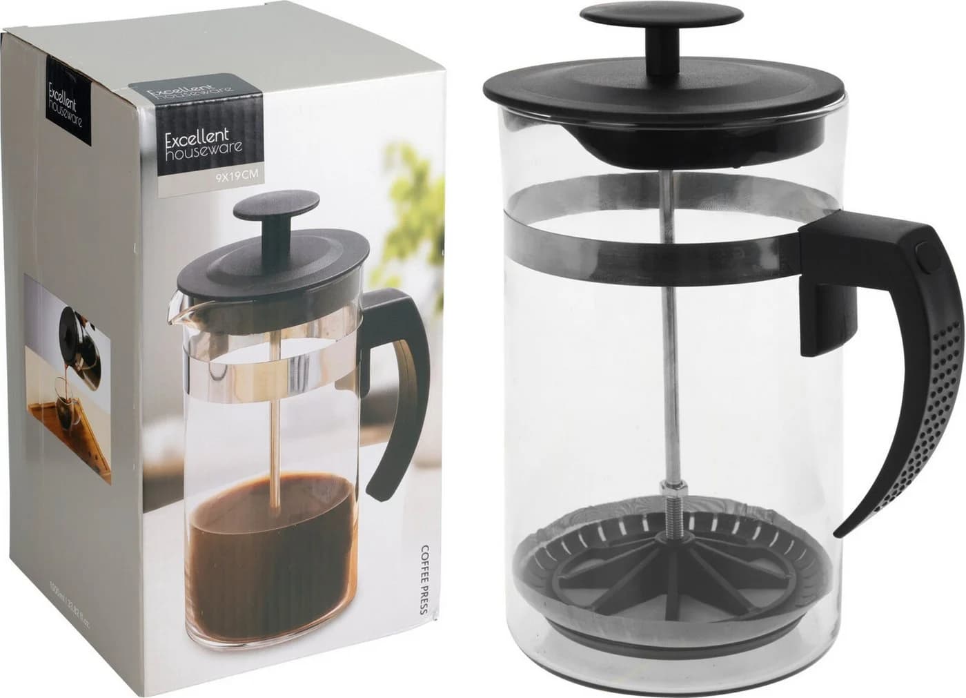 Koopman Kaffeebereiter Glas Kunststoff Manuelle Presse Transparent Schwarz - Bild 4