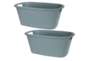 Koopman Wäschekorb 2er Set Grün Kunststoff Rattan-Optik Bild 2