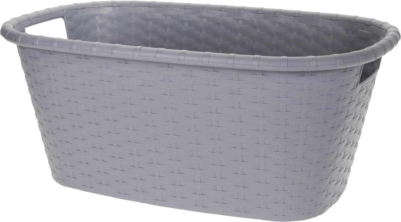 Koopman Wäschekorb 2er Set Grau Kunststoff Rattan-Optik - Bild 3