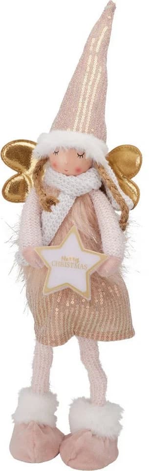 Weihnachtsengel Rosa Weiß Dekofigur 42 cm