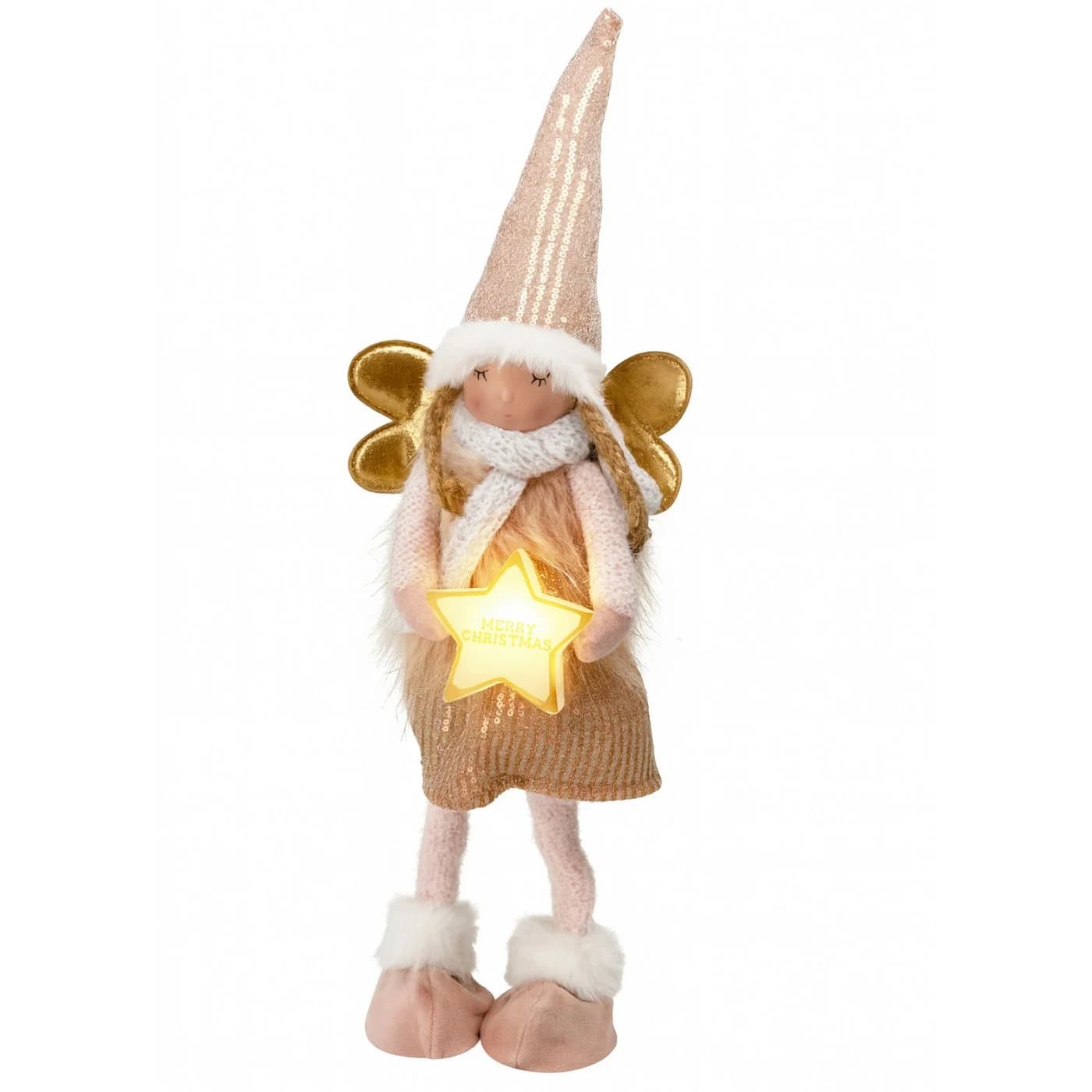 Weihnachtsengel Rosa Weiß Dekofigur 42 cm - Bild 2