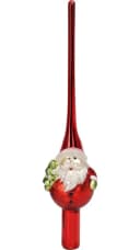 Koopman Christbaumspitze Weihnachtsmann Glas Rot/Weiß 25cm Bild 2