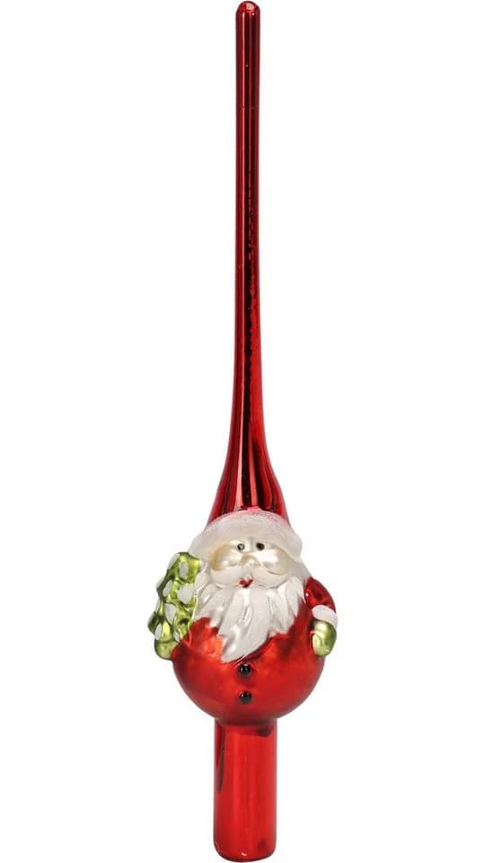 Koopman Christbaumspitze Weihnachtsmann Glas Rot/Weiß 25cm - Bild 2