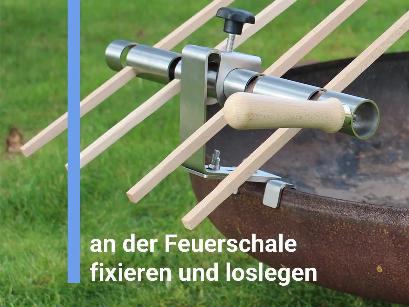 Schilling Steckerlfischhalter Edelstahl & Buche für Feuerschale - Bild 3