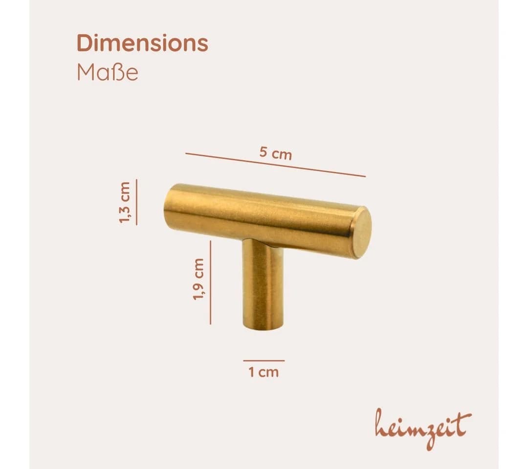 heimzeit Edelstahl Möbelgriff Set 12-tlg. Gold Matt