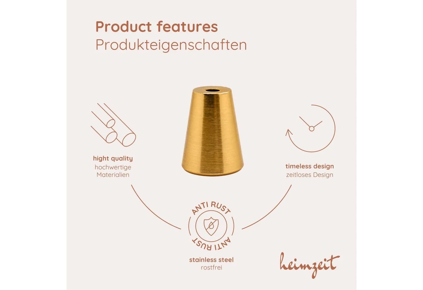 heimzeit Möbelknöpfe Rund Set 4 St Gold Aluminium - Bild 3
