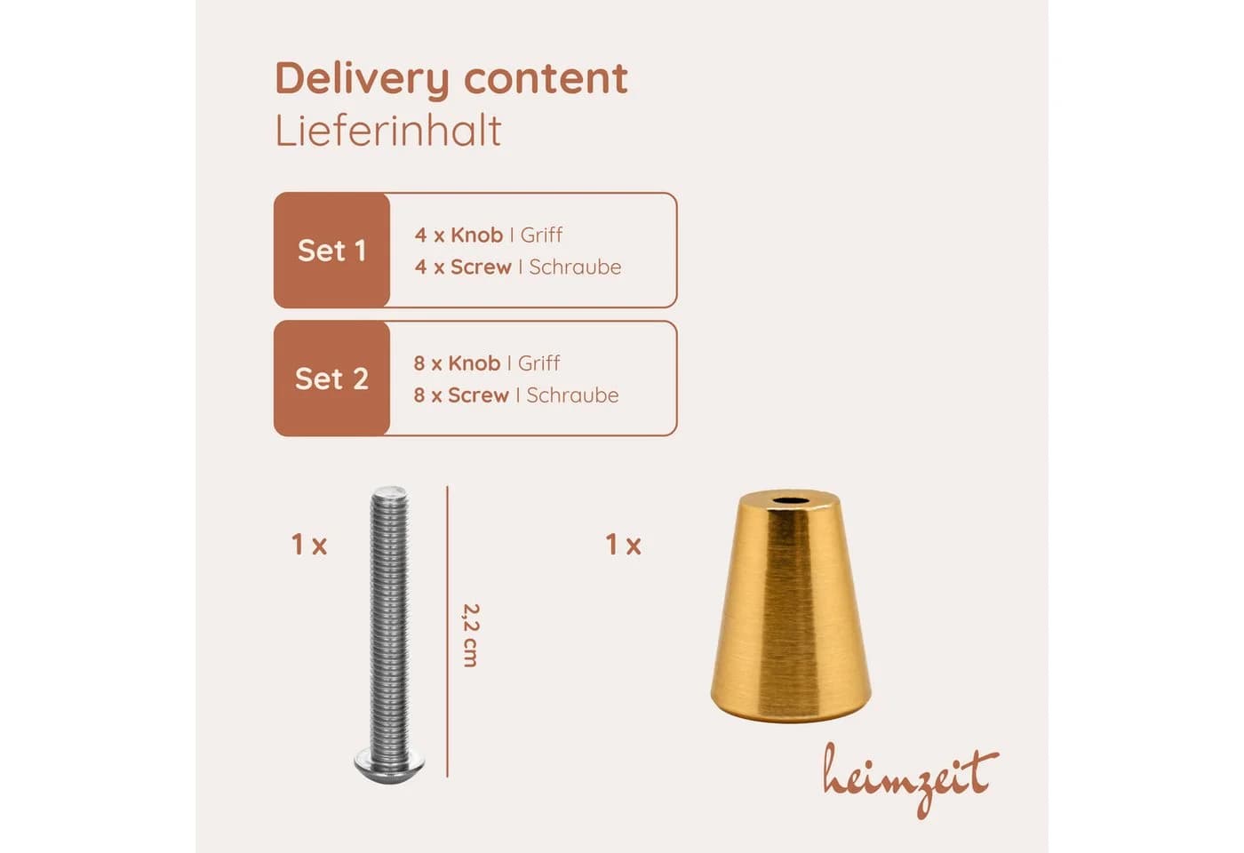 heimzeit Möbelknöpfe Rund Set 4 St Gold Aluminium - Bild 5
